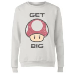 Image of Nintendo Super Mario Get Big Mushroom Womens Sweatshirt - White - M