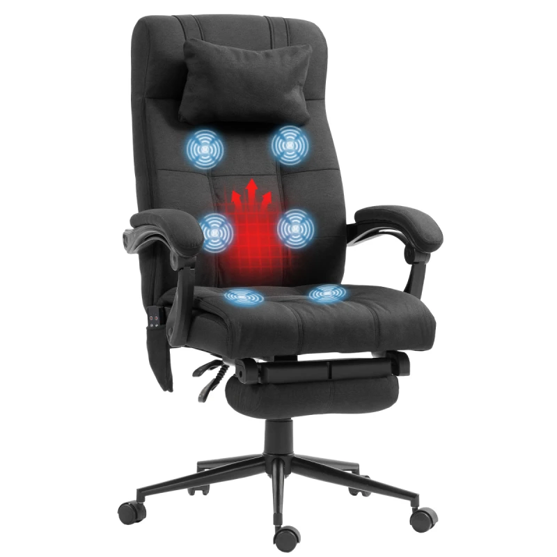 Image of VINSETTO VINSETTO Fabric Vibration Massage Office Chair with Heat, Head Pillow, Black One Size Unisex 5063603043015