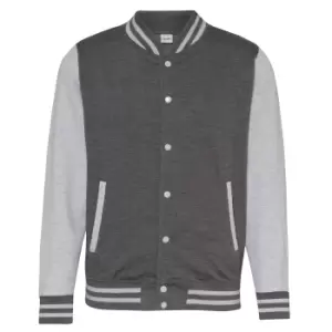 Image of Awdis Unisex Varsity Jacket (S) (Charcoal/Heather Grey)