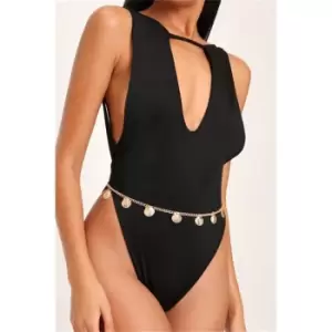 Image of I Saw It First Keyhole Front Swim Suit - Black