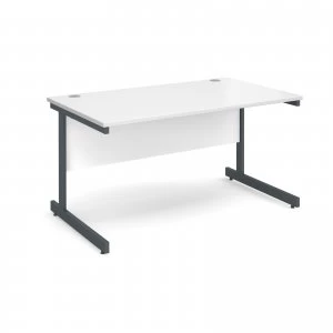 Image of Contract 25 Straight Desk 1400mm x 800mm - Graphite Cantilever Frame