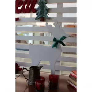 Image of White Deer 2 White Decorative Wooden Wall Accessory