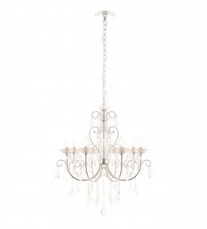 Image of 8 Light Bathroom Pendant Crystal Glass Detail, Chrome Plate IP44, G9