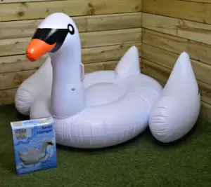 Image of 170x100x95CM Swan Lounger PVC Handles Pool Swimming Kid's Inflatable