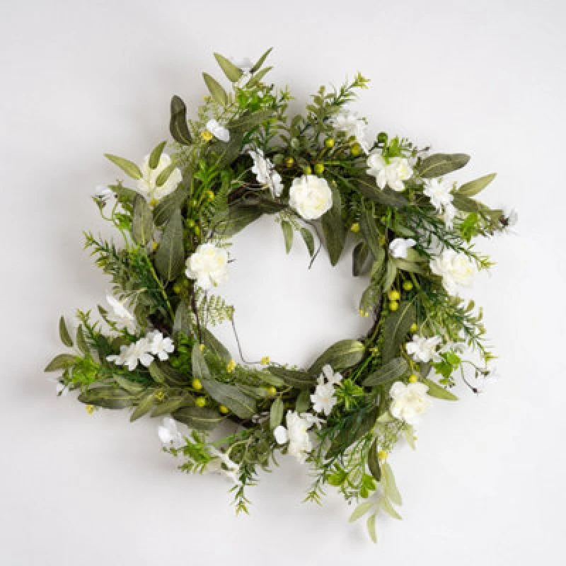 Image of Scottish Everlastings Ltd. Scottish Everlastings 55Cm Artificial White Floral Daisy Wreath