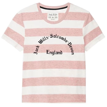 Image of Jack Wills Peckson Graphic Stripe T Shirt - Pink