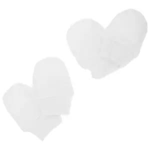 Image of Baby Newborn 100% Cotton Elasticated Scratch Mittens (Pack Of 2 Pairs) (Newborn) (White)