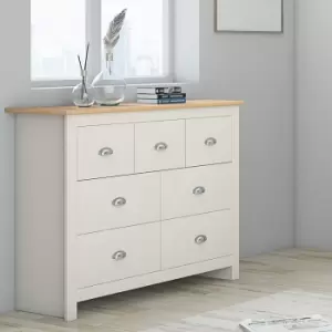 Image of Fwstyle Traditional 7 Drawer Merchant Chest Matt Cream & Light Oak