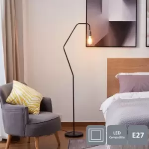 Image of Harper Living 1xE27/ES Floor Lamp with On/Off Switch, Black with Matt Silver - Black and Pewter