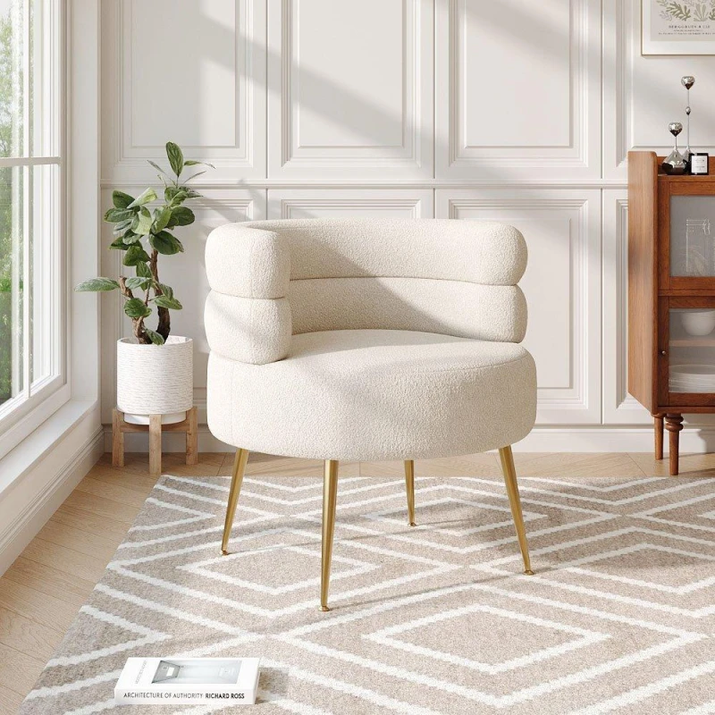 Image of Kabinet UK Curved Upholstered Single Sofa Accent Chair White unisex One size