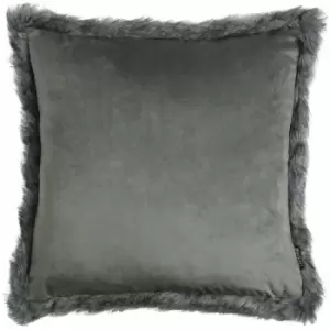 Image of Paoletti Aspen Faux Fur Cushion Cover (45cm x 45cm) (Grey) - Grey