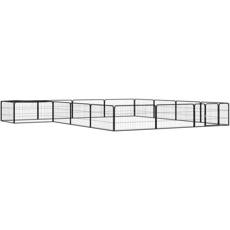 Image of VIDAXL 16-Panel Dog Playpen Black 100x50cm Powder-coated Steel Vidaxl 8720287159117