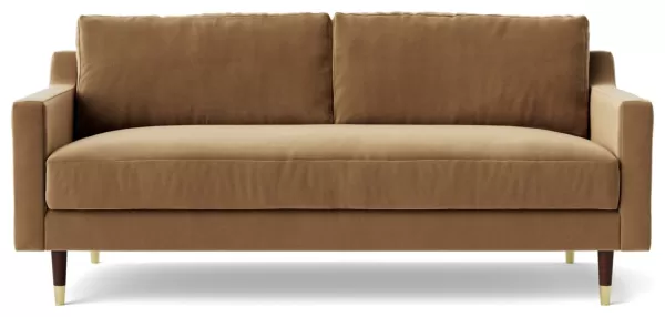 Image of Swoon Rieti Velvet 2 Seater Sofa - Biscuit
