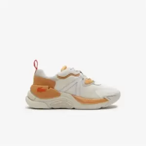 Image of Womens Lacoste LW2 Xtra Leather Colour-Pop Trainers Size 7 UK White & Light Pink