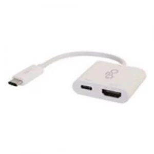 Image of C2G USB C to HDMI Adapter w/ Power Delivery - White