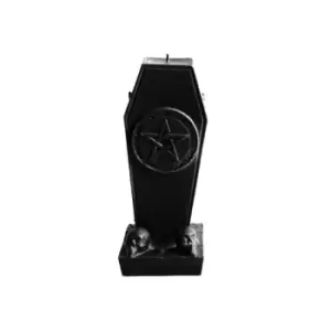 Image of Metallic Black Coffin With Pentagram Candle