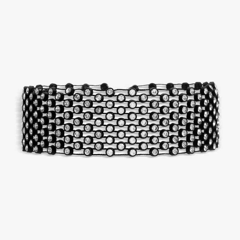 Image of Mood Black Crystal Woven Choker Necklace Jewellery Sets One Size Black 72201003000