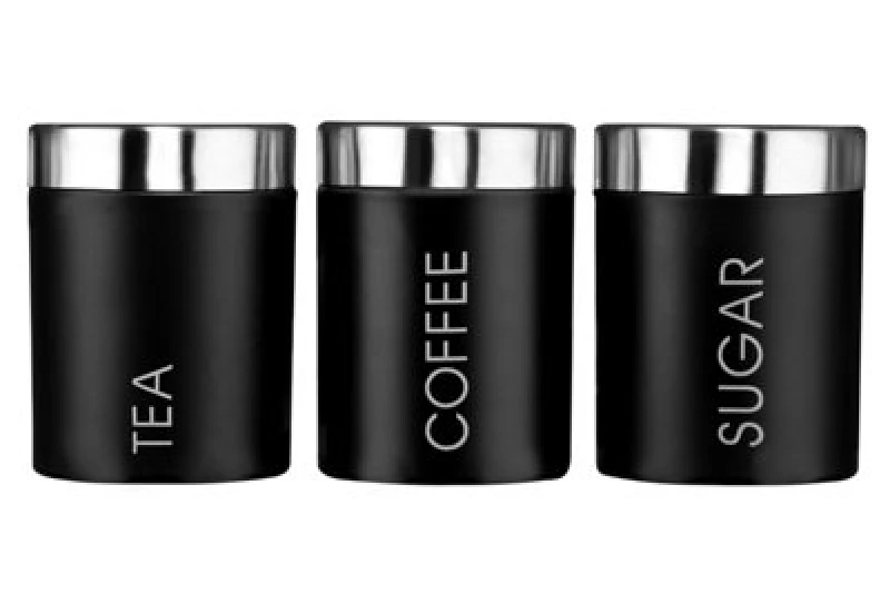 Image of Premier Housewares Tea Coffee and Sugar Canisters Black Black