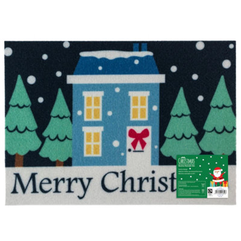 Image of Jvl Festive Machine Washable Entrance Doormat, 40X57Cm, Merry Christmas Home