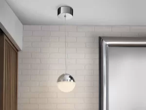 Image of Sphere Integrated LED Globe Ceiling Pendant Chrome