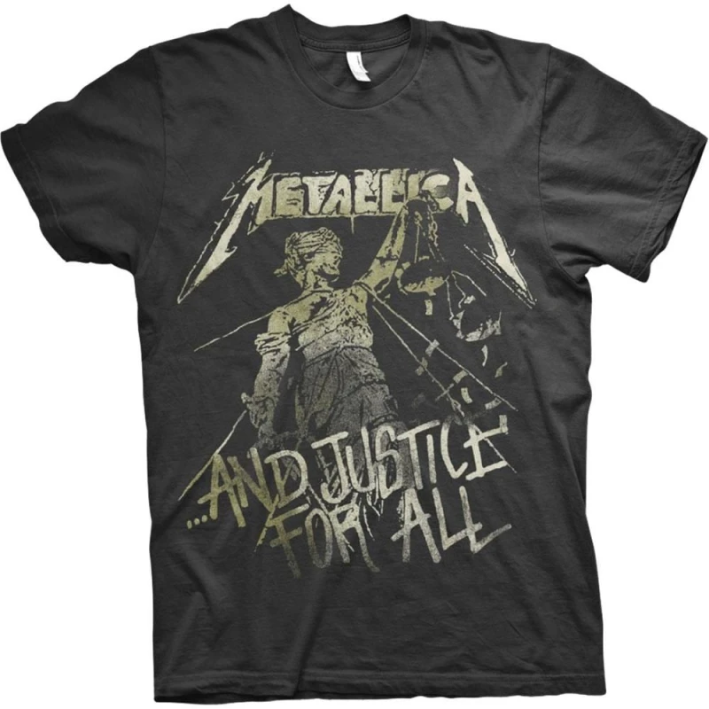 Image of Metallica Mens And Justice For All Vintage T-Shirt in Black Size: Medium Black Male M