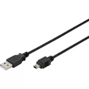 Image of Digitus USB cable USB 2.0 USB-A plug, USB-Mini-B plug 1m Black AK-300108-010-S
