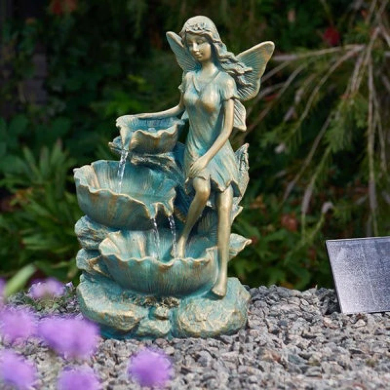Image of Smart Garden Solar Fairy Falls Leaf Garden Water Feature Fountain Bird Bath
