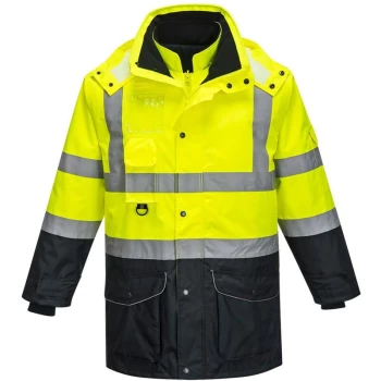 Image of Portwest - S426YNRXL - sz XL Hi-Vis 7-in-1 Contrast Traffic Jacket - Yellow/Navy