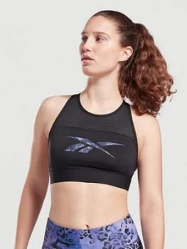 Image of Reebok Workout Ready Modern Safari Animal Print Bra - Black