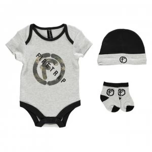Image of Firetrap 3 Piece Romper Set Baby - Khaki Stripe