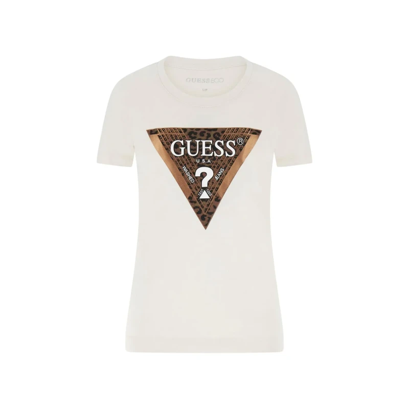 Image of Guess Womens T-Shirt Guess Leo Triangle Blanc Female M
