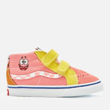 Image of Vans X SpongeBob SquarePants Kids Toddler SK8-Mid Reissue Velcro Trainers - Multi - UK 4 Toddler