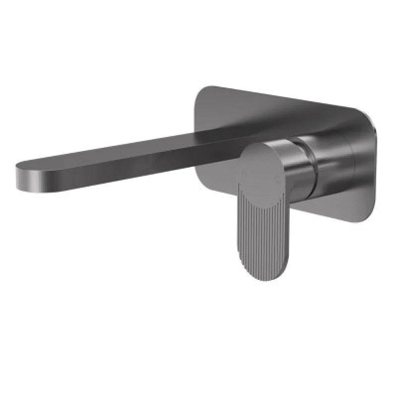Image of Aquarius Deco 2 Hole Wall Mounted Mono Basin Mixer Tap - Brushed Pewter