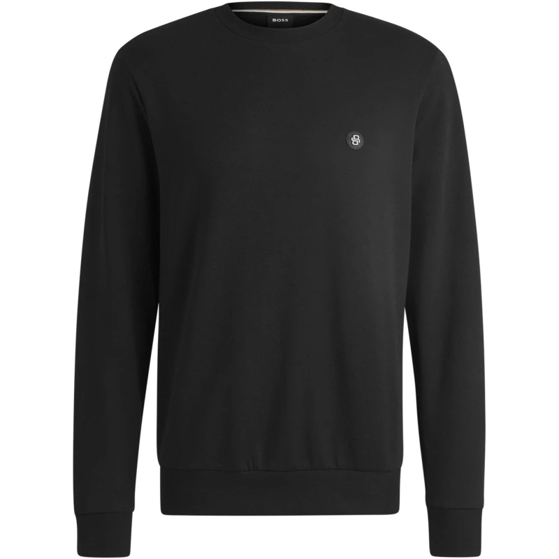Image of Boss Logo Patch Crewneck Sweater - Black M