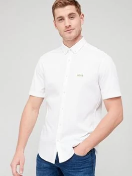 Image of BOSS Biadia Short Sleeve Oxford Shirt - White Size M Men