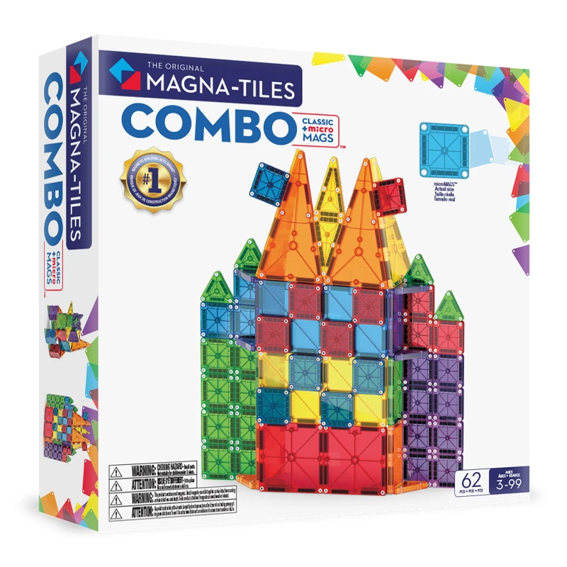 Image of MAGNA-TILES 62-delige combo magnetische bouwset het originele merk van magnetische bouw