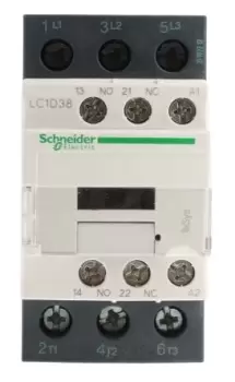 Image of Schneider Electric TeSys D LC1D 3 Pole Contactor - 38 A, 230 V ac Coil, 3NO