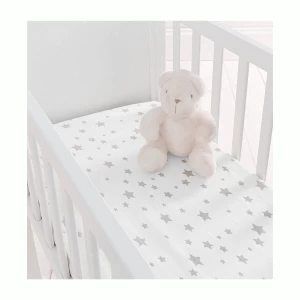 Image of Silentnight Crib Fitted Sheet Pair - Grey Star