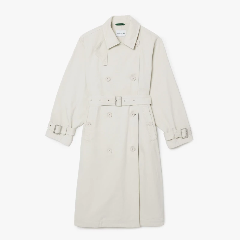 Image of Lacoste Oversized Denim Trench Coat Grey female 14