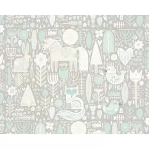 Image of Origin Murals Scandi Forest Animals Grey Wall Mural - 3.5 x 2.8m