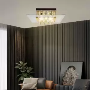 Image of Modern Square K9 Crystal Droplet Ceiling Light, none