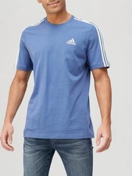 Image of adidas 3-Stripe T-Shirt - Blue, Size 2XL, Men