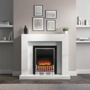 Image of Freestanding White Electric Fireplace Suite with Metal Insert - Amberglo