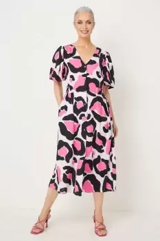 Image of Pink Graphic Animal Button Down Midi Dress
