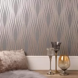 Image of Quartz Wave Copper Wallpaper Copper