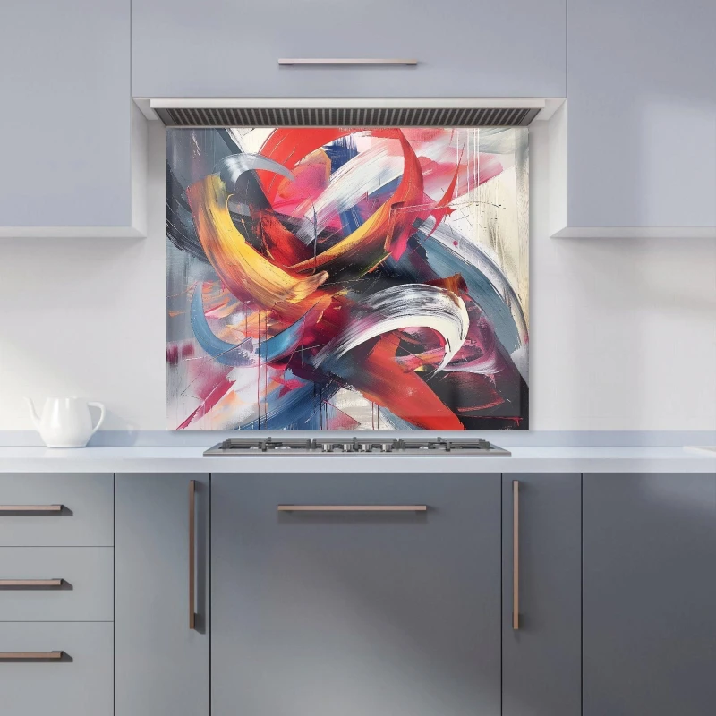 Image of Warren Reed - Designer Swirling Symphony Of Colours Kitchen Splashback Size: 900mm x 750mm Multicolor Unisex 900mm x 750mm