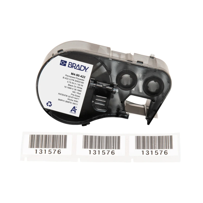 Image of Brady M4-90-422 printer label Black. White Self-adhesive printer label