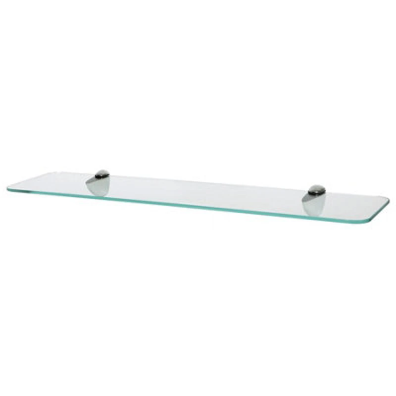 Image of Harbour Housewares Rounded Floating Glass Shelf - 60Cm - Silver Brackets - Bathroom Shower Storage Vanity Display Unit Shelf