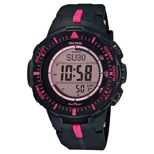 Image of Casio PRO TREK Triple Sensor Version 3 TOUGH SOLAR Watch PRG-300-1A4 - Black + Pink