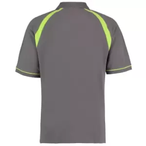 Image of Kustom Kit Oak Hill Mens Short Sleeve Polo Shirt (XL) (Charcoal/ Lime)